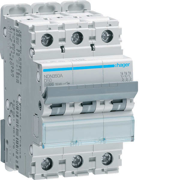 HAGER - HAGNDN350A INTERR. AUTOM. 3P 50A 10KA D 3M
