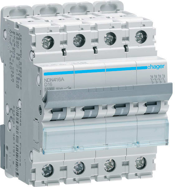 HAGER - HAGNDN416A INTERR. AUTOM. 4P 16A 10KA D 4M