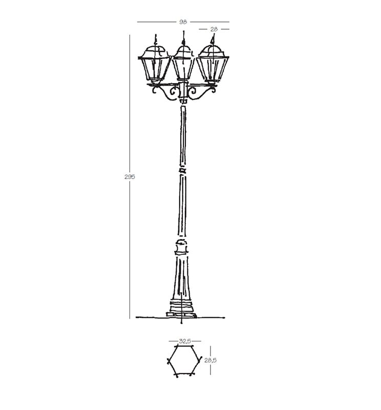 NOBILE ITALIA - NOB2053/11/02/BI LAMPIONE H295 3 LUCI QUADRA GRANDE BI