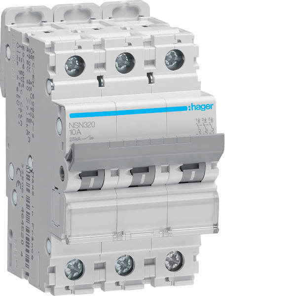 HAGER - HAGNSN325 INTERRUTTORE AUTOMATICO 3P 25A 25KA D 3