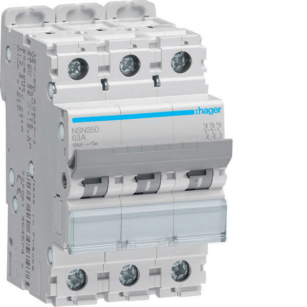 HAGER - HAGNSN350 INTERRUTTORE AUTOMATICO 3P 50A 15KA D 3