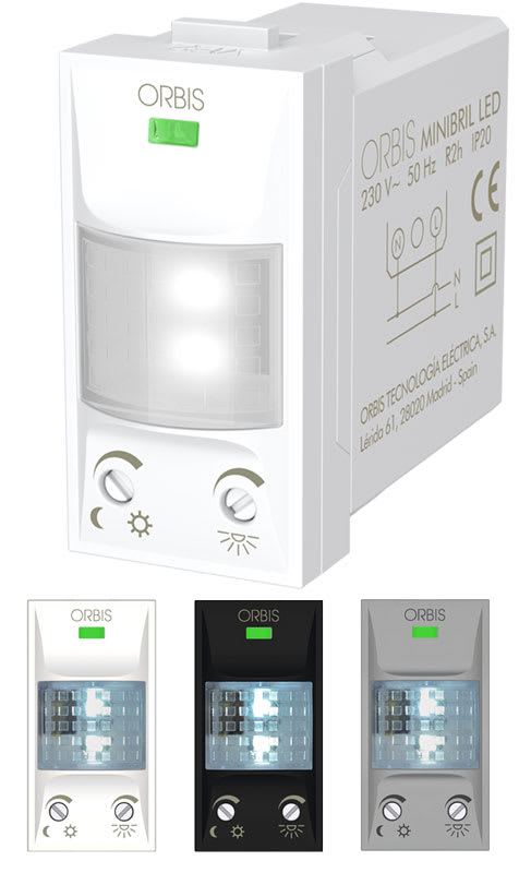 ORBIS - ORBOB137312 MINIBRIL LED Lampada segnapasso/emergenza da incasso con forntalini BIANCO, ANTRACITE e ALLUMINIO intercambiabili, 1 modulo DIN, 230V