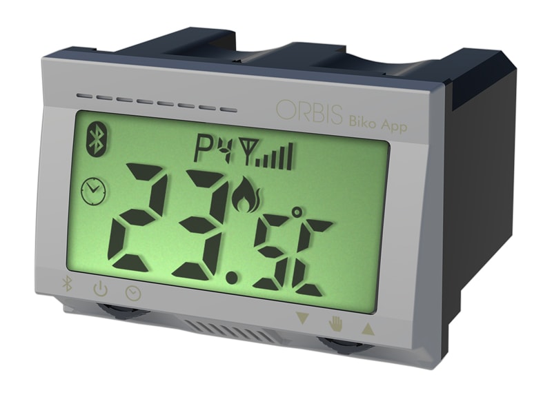 ORBIS - ORBOB325820 BIKO APP ALLUMINIO, Cronotermostato digitale da incasso bluetooth, programmazione giornaliera/settimanale, alim. 2 batterie 1,5V