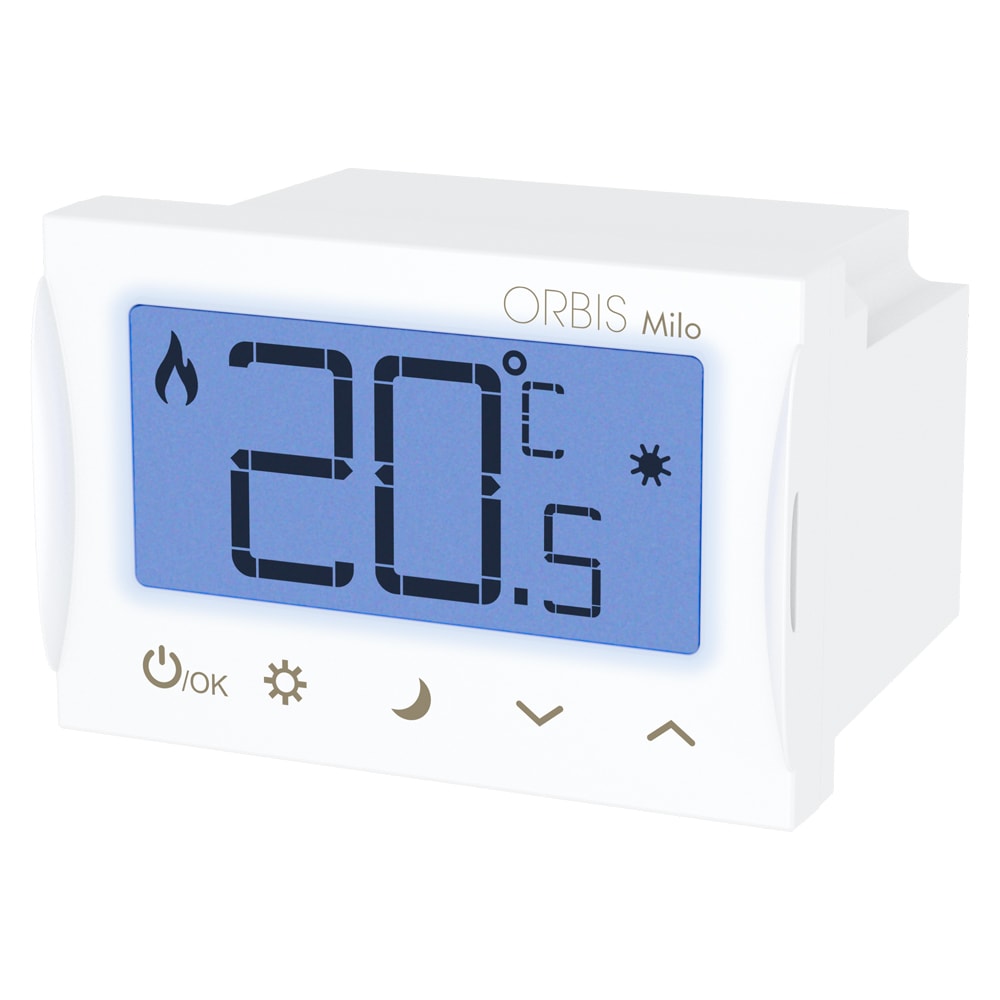 ORBIS - ORBOB326700 MILO Termostato digitale da incasso, modalità estate/inverno, alim. 2 batterie 1,5V
