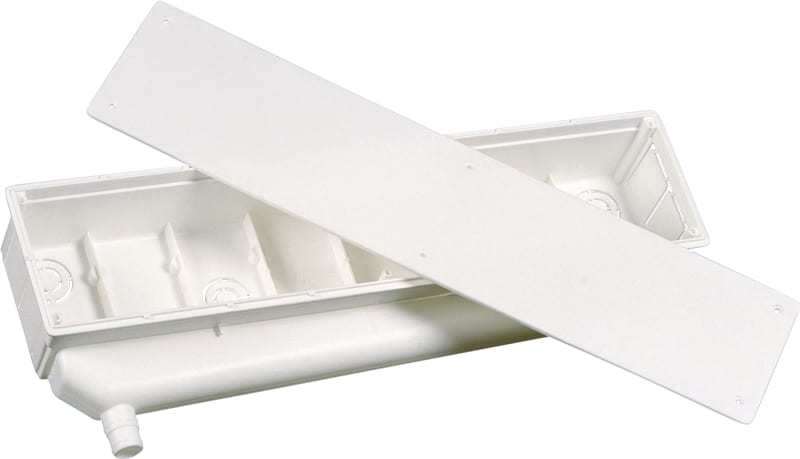 ORBIS - ORBOB582020 BOX VP Scatola di predisposizione per raccolta condensa, innesto tubo in verticale reversibile destro o sinistro,diametro 16-18-20 mm,427x95x65mm