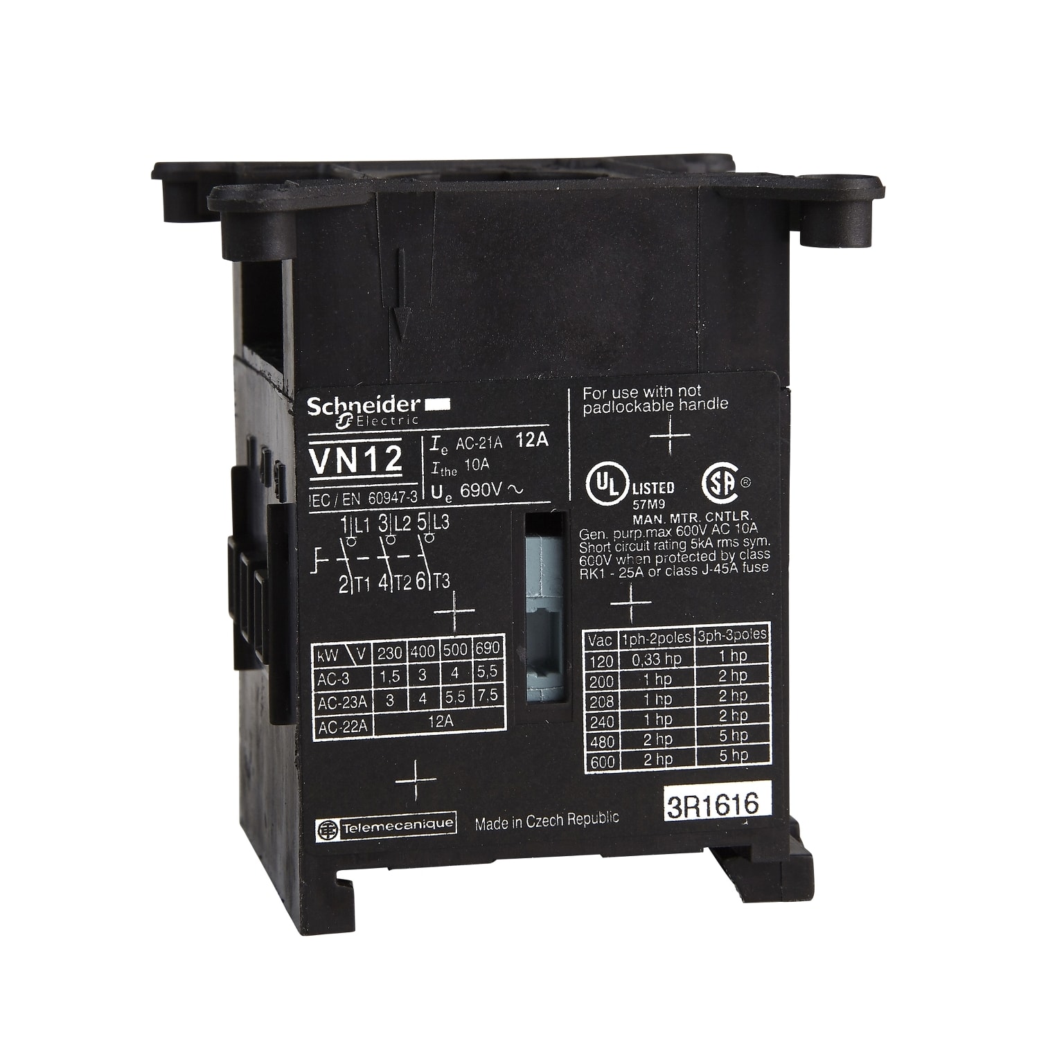 SCHNEIDER ELECTRIC - SNRVN20 Switch body,TeSys Control,3 poles,20A,compact size