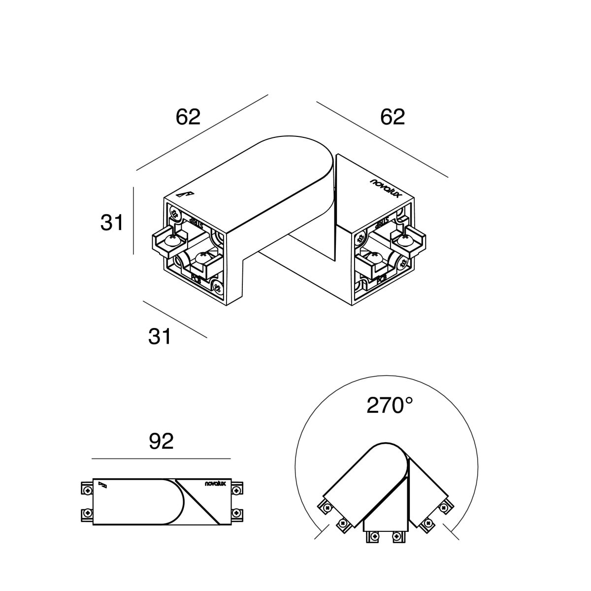 NOVALUX SPA - NOX105853.01 P-30: SNODO 3P PER PCB/STRIP BIANCO