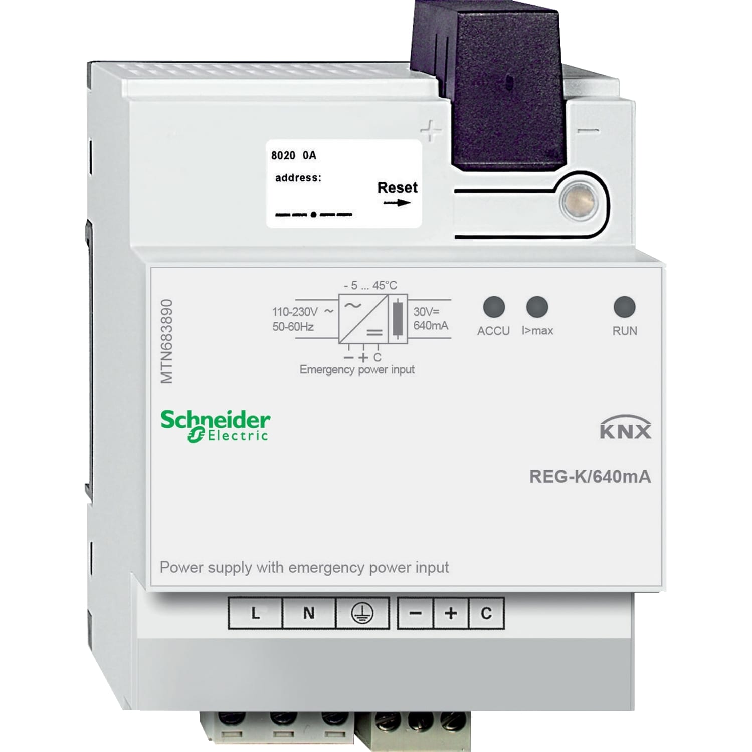 SCHNEIDER ELECTRIC - SNRMTN683890 Alimentatore KNX REG-K/640 mA con ingresso di emergenza