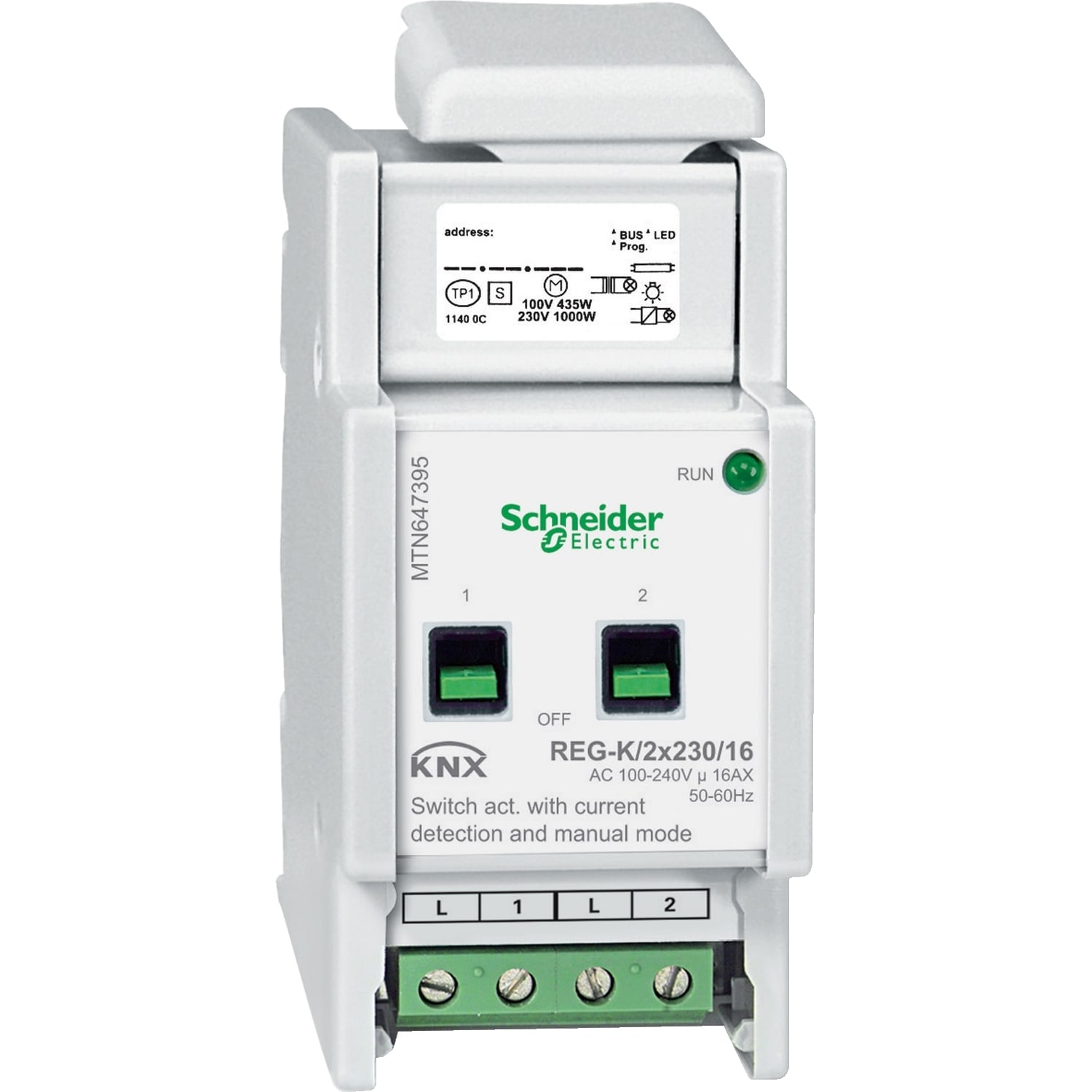 SCHNEIDER ELECTRIC - SNRMTN647395 Attuatore di commutazione REG-K/2x230/16 con modalità manuale e rilev corrente