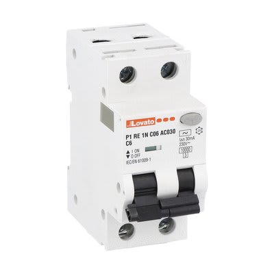 LOVATO - LOVP1RE1NC06AC030 INTERR.MAGNETOT.DIFF.1P+N C6 30MA 10KA