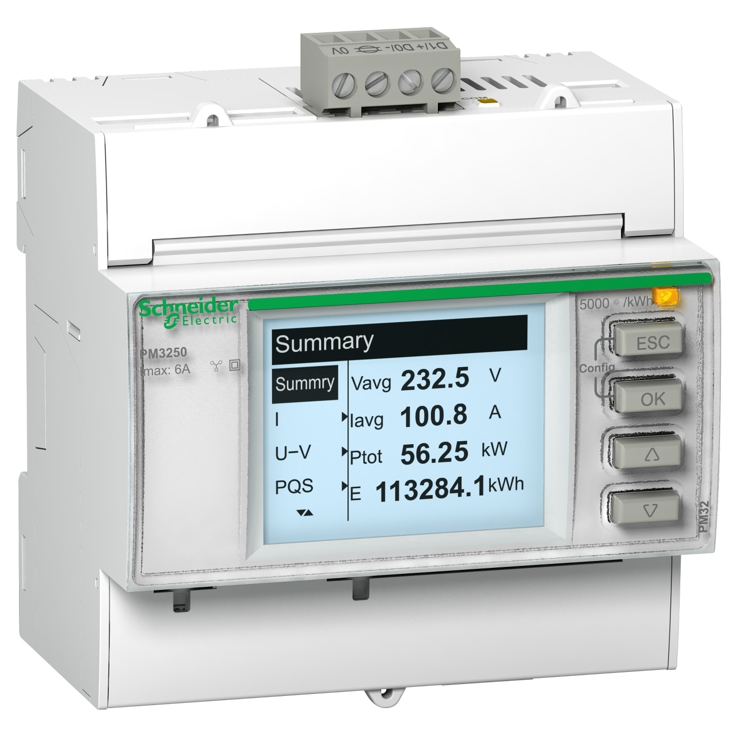 SCHNEIDER ELECTRIC - SNRMETSEPM3255 Multimetro PM3255 - inserzione con TA - THD, Allarmi - 2IN/2OUT- Modbus