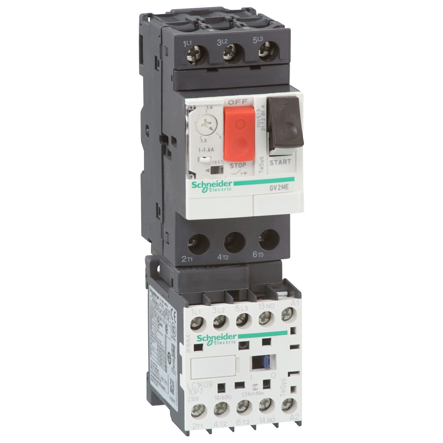 SCHNEIDER ELECTRIC - SNRGV2ME06K1BW3 Avviatore diretto - TeSys GV2ME - 1...1,6 A - 24 Vcc