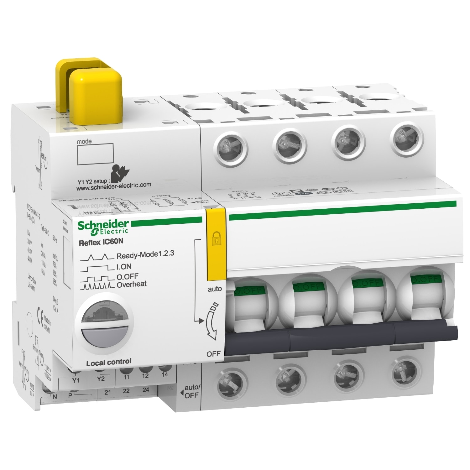 SCHNEIDER ELECTRIC - SNRA9C63425 Interruttore magnetotermico integr. Reflex iC60N 4P D 25A 10kA con Ti24