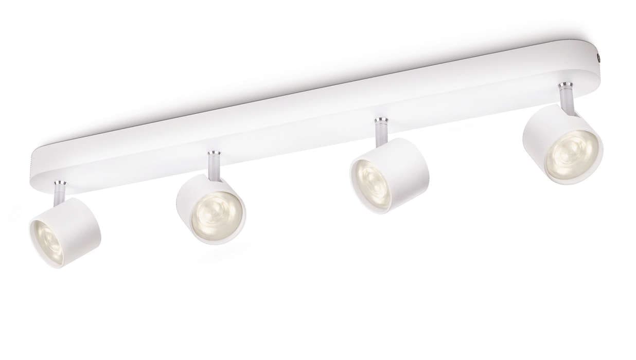 SIGNIFY ITALY SPA - PCL562443116 STAR FARETTO 4 LUCI BIANCO IN ALLUMINIO