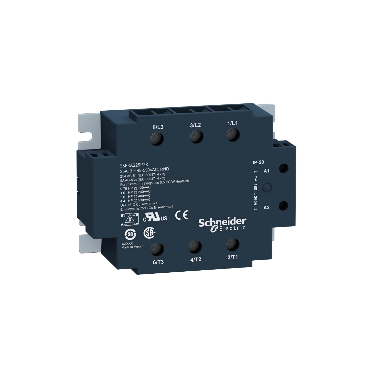 SCHNEIDER ELECTRIC - SNRSSP3A250P7 RELE STATICO 3NO 530VAC 50A 230VAC