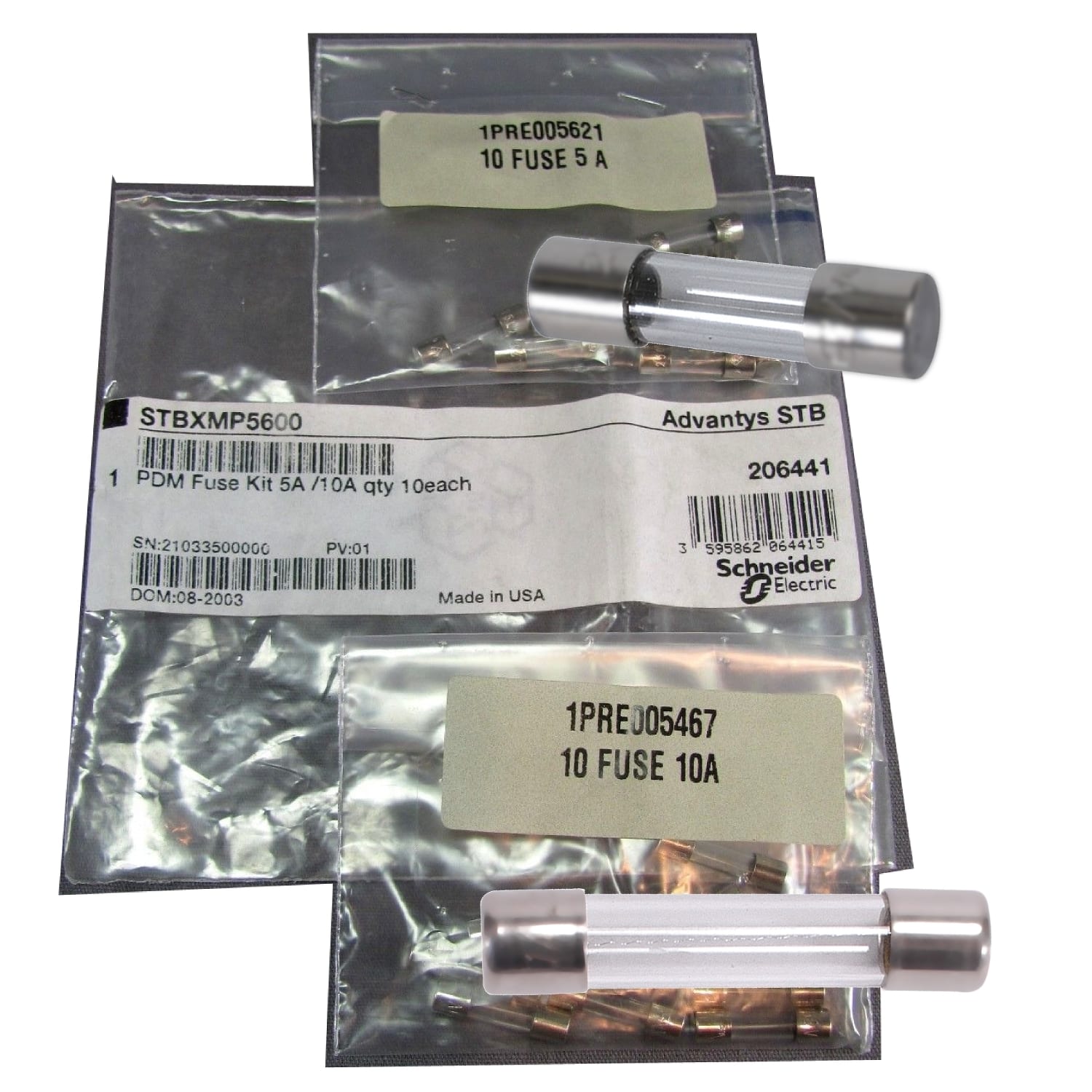 SCHNEIDER ELECTRIC - SNRSTBXMP5600 Modicon STB - Kit con fusibili PDM mont. - Per modulo I/O - 5 fusibili - 10 A