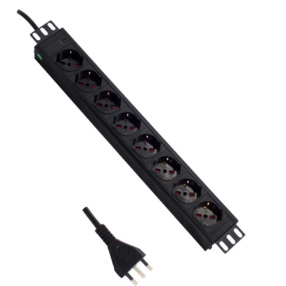 LINK4COM SRLS - LK4PS1U8P-A 8 prese 19 1U spia 16A 230V cavo 3m