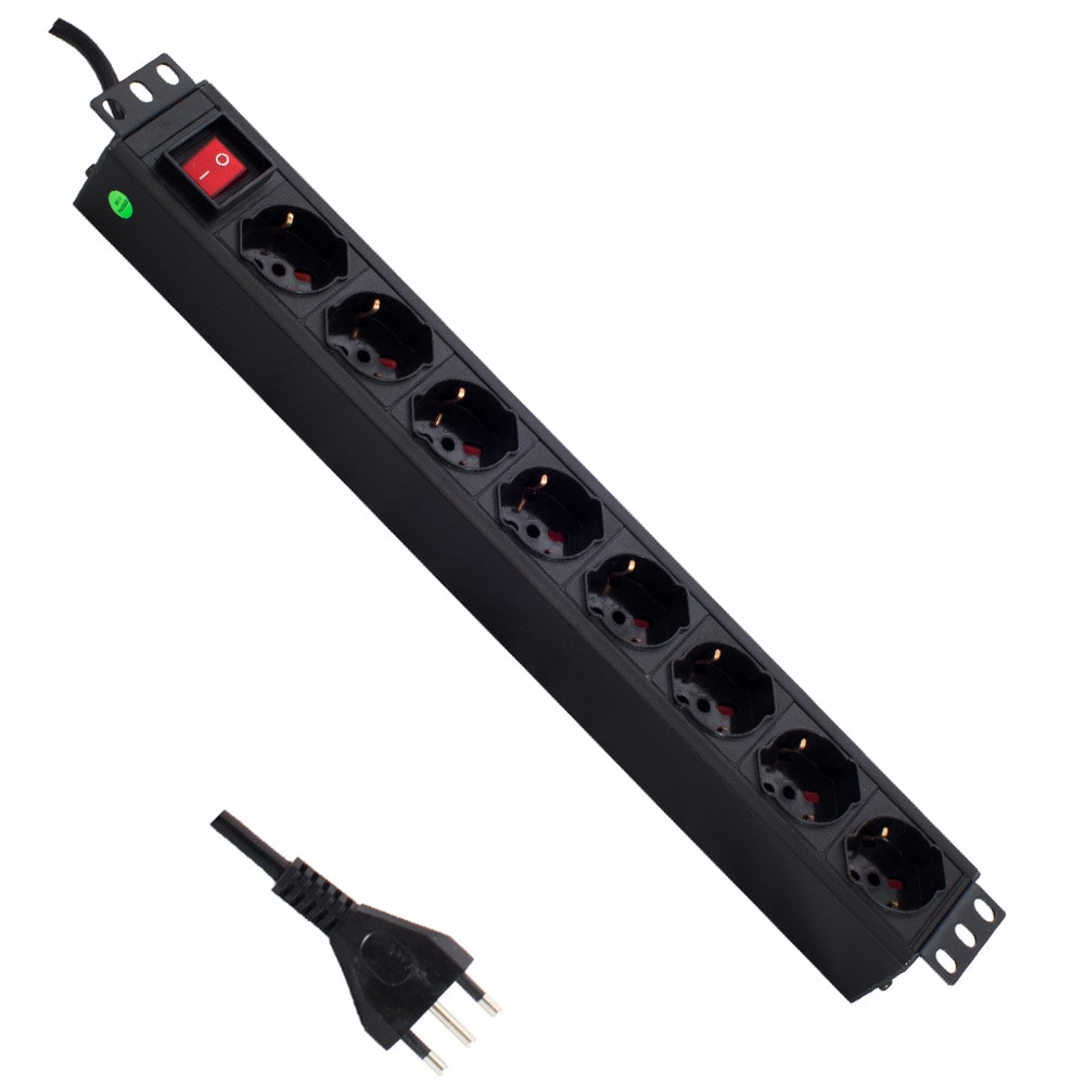LINK4COM SRLS - LK4PS1U8PI-A 8 prese 19  1U Int lum 16A 230V cavo 3m