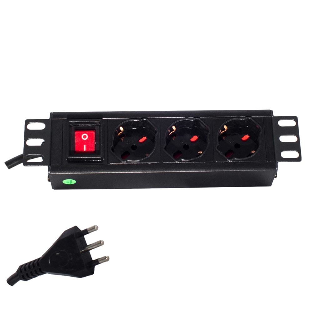 LINK4COM SRLS - LK4PSM10P03 3 prese 19  1U spia 16A 230V cavo 3m