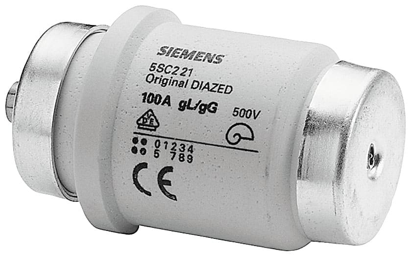 SIEMENS - SIE5SC221 Cartuccia fusibile DIAZED 500 V per protezione di cavi e conduttori gC, grandezza DIVH, R1