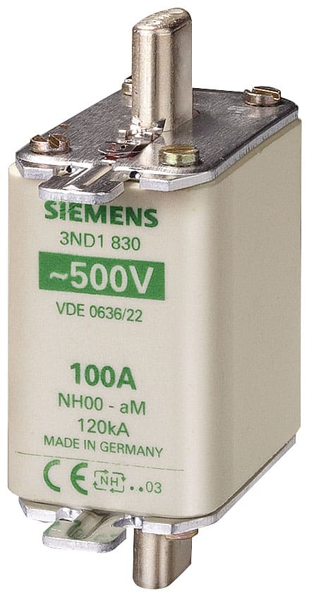 SIEMENS - SIE3ND1836 Cartuccia fusibile NH, NH00, In: 160 A aM, Un AC: 500 V, segnalazione frontale
