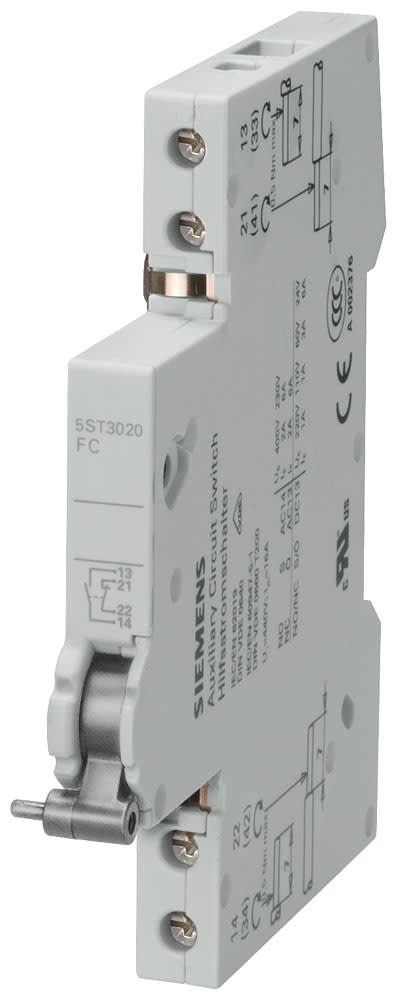 SIEMENS - SIE5ST3021 Blocchetto di contatti di segnalazione guasto, 2NO per interruttore magnetotermico 5SL, 5SY, 5SP differenziale/magnetotermico 5SU1, differenziale 5SV