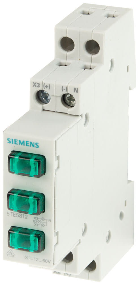 SIEMENS - SIE5TE5812 Indicatore luminoso/indicatore di fase 3x LED, 12 ... 60 V, verde
