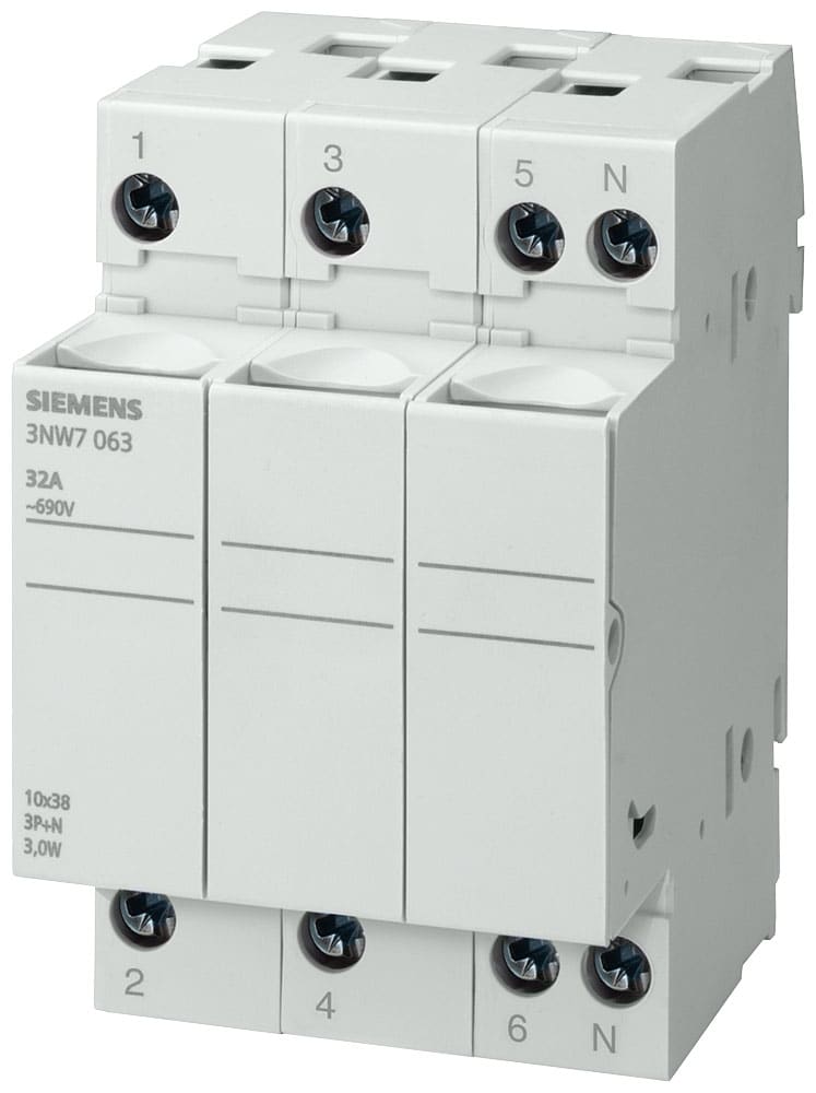 SIEMENS - SIE3NW7363 BASE SEZ.X FUS. CIL.8,5X31,5 20A 3P+N 3