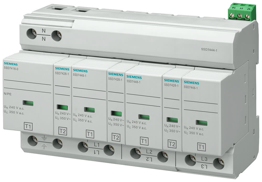 SIEMENS - SIE5SD74441 Scaricatore combinato tipo 1 + 2 classe di requisiti B+C, UC 350 V moduli di protezione inseribili