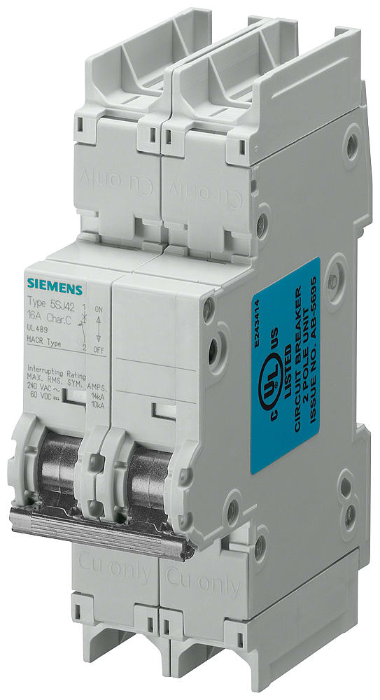 SIEMENS - SIE5SJ42088HG41 Interruttore magnetotermico 240 V 14 kA, a 2 poli, D, 8 A, P=70 mm,secondo UL 489