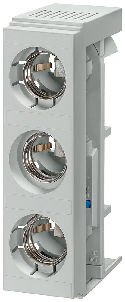 SIEMENS - SIE5SF6020 Base DIAZED a cavaliere SR60 a 3 poli, DII, 25 A, 500 V per sbarre collettrici 5/10 mm