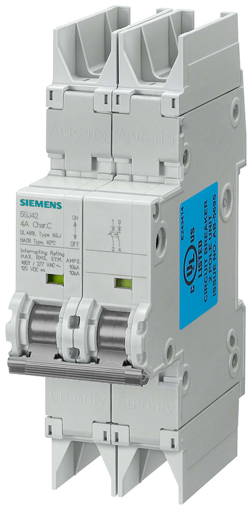 SIEMENS - SIE5SJ42148HG42 Interruttore magnetotermico 10 kA, a 2 poli, D, 0,3 A secondo UL 489 ... 480Y/277V