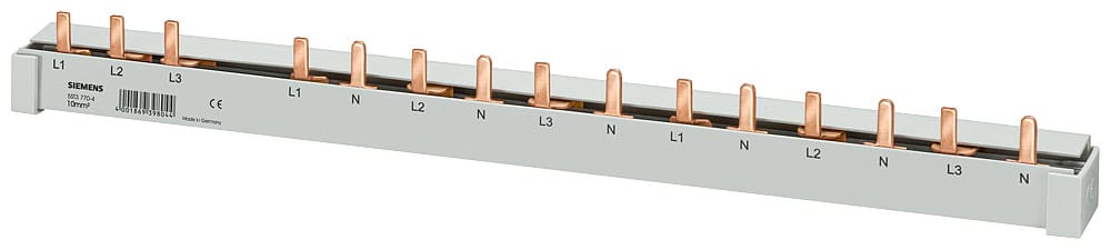 SIEMENS - SIE5ST37705 Sbarra di collegamento a punte 16mm², 4 fasi, 1x (3 fasi+N) + 6x (1 fase+N), 292mm sezionabile