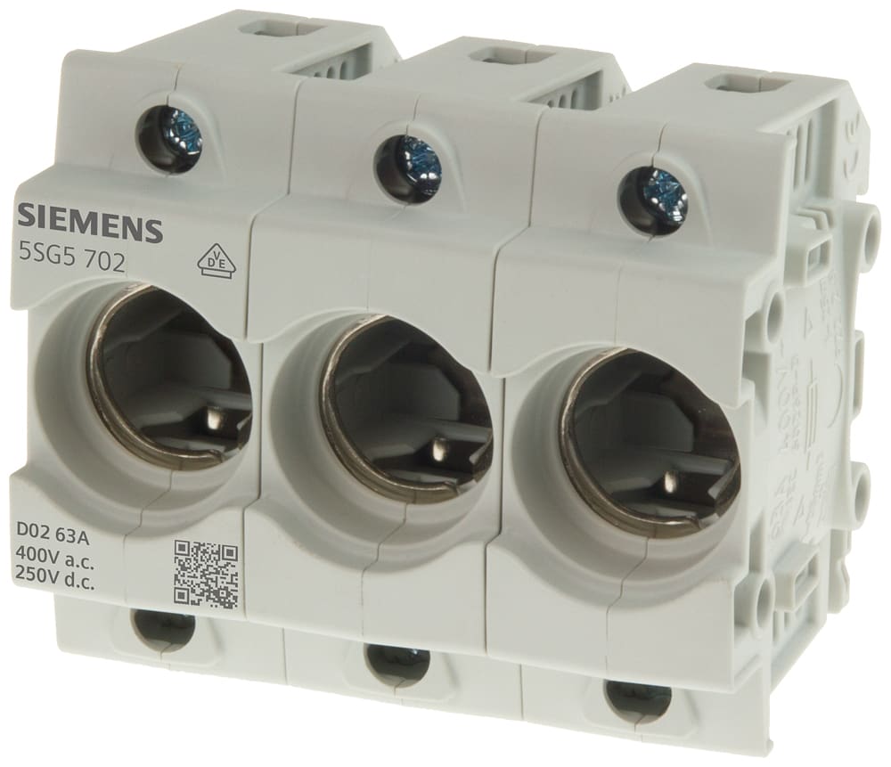 SIEMENS - SIE5SG5702 NEOZED, base portafusibili, D02, a 3 poli, 63 A, Un AC: 400 V, Un DC: 250 V
