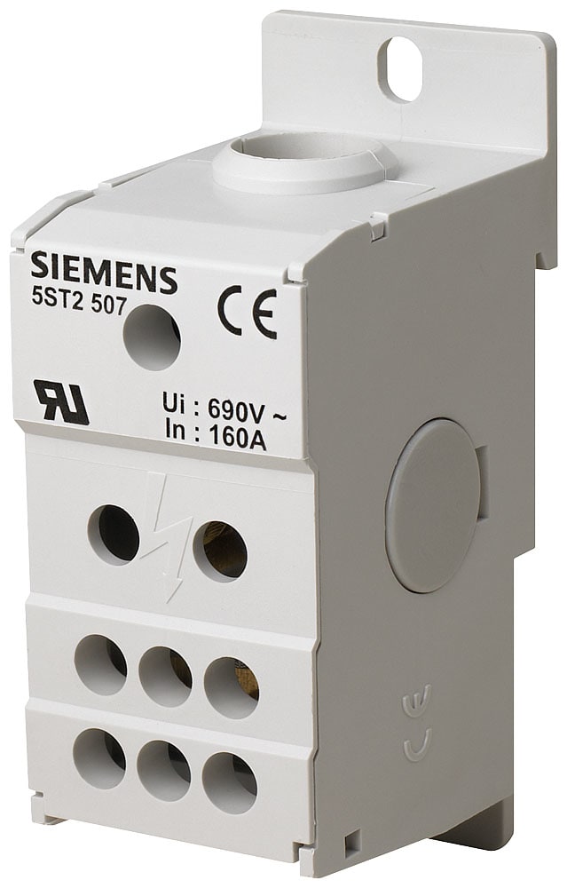 SIEMENS - SIE5ST2507 Blocco distributore a 1 polo, 160A, 690V ingresso 1x 10-70mm² uscita 6x 2,5-16mm²