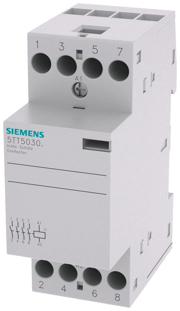 SIEMENS - SIE5TT58300 Contattore INSTA con 4 contatti NO, contatto per AC 230 V, 400 V 25 A comando in AC 230 V