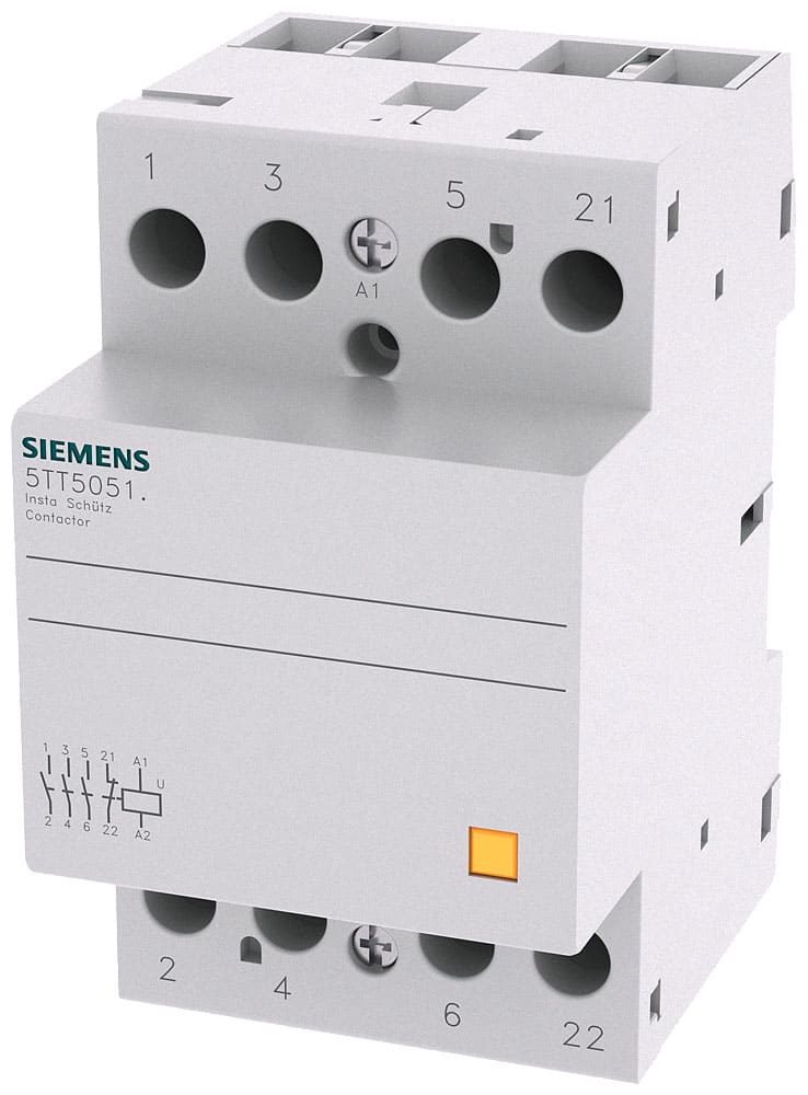 SIEMENS - SIE5TT50512 Contattore INSTA con 3 contatti NO e 1 contatto NC, contatto per AC 230 V, 400 V 63 A