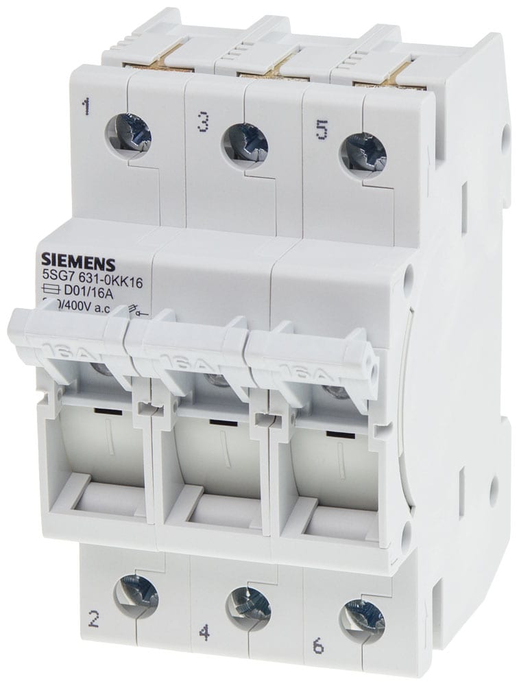 SIEMENS - SIE5SG76310KK06 MINIZED, sezionatore sottocarico a fusibili, D01, a 3 poli, In: 6 A, Un AC: 400 V