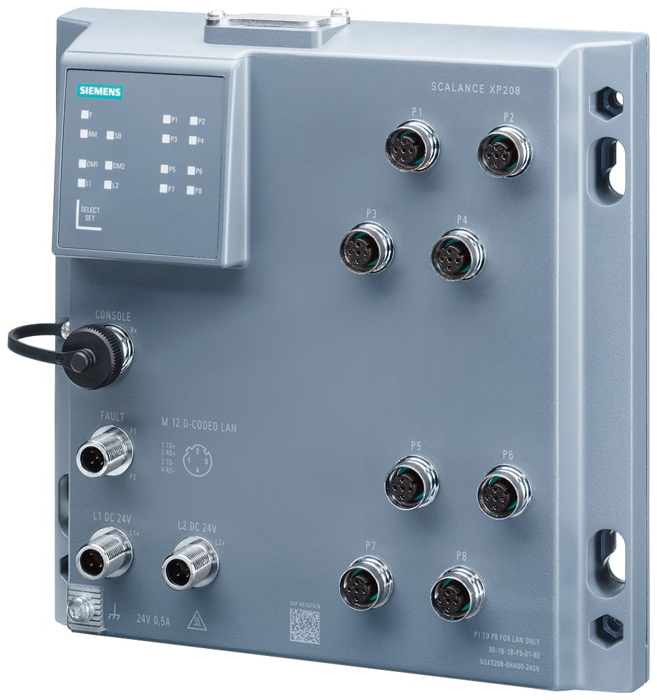 SIEMENS - SIE6GK52080HA002AS6 SCALANCE XP208, managed switch di Layer 2, 8x M12, IP65/67