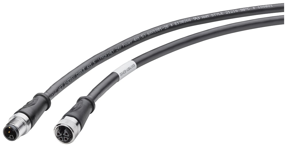 SIEMENS - SIE6XV18016DH10 Power Connecting Cable M12-180/M12-180, L-coded, a 4 poli, 1 m, per ET200