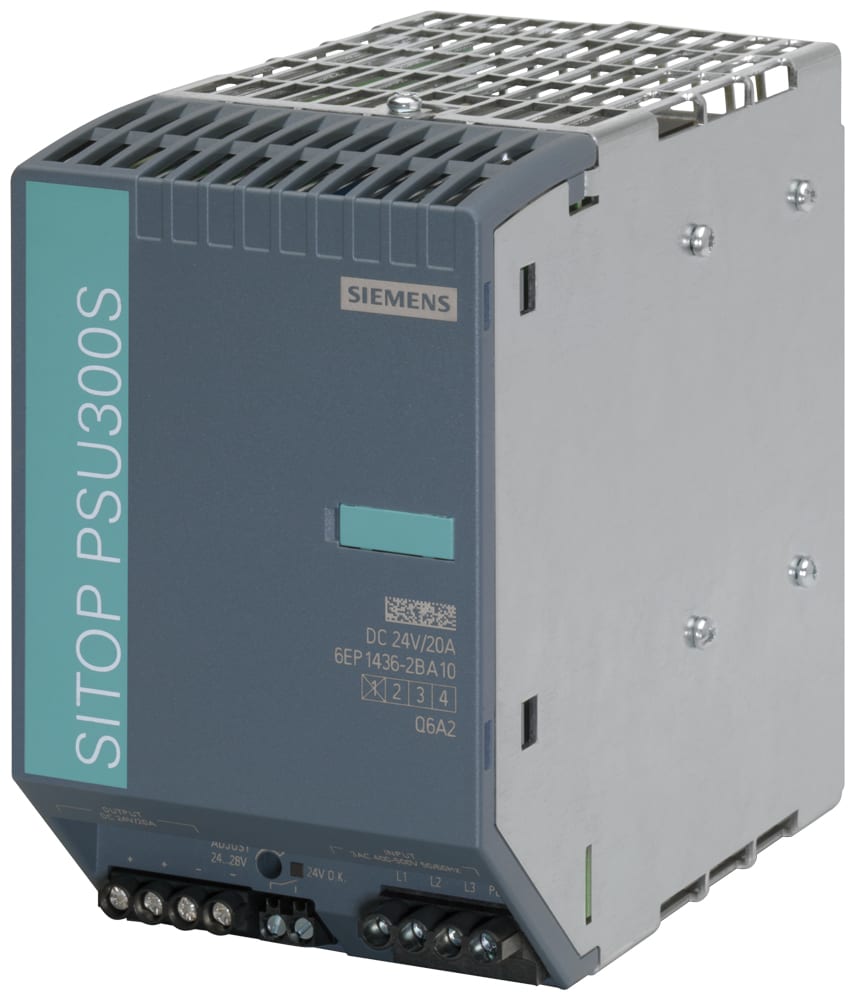 SIEMENS - SIE6AG14362BA107AA0 SIPLUS PS PSU300S 20A basato su 6EP1436-2BA10 con Conformal Coating, -40 … +70 °C, alimentatore stabilizzato ingresso: 3 AC 400-500 V uscita: DC 24...