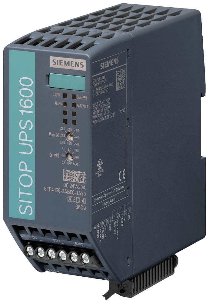 SIEMENS - SIE6EP41363AB001AY0 Alimentatore di continuità SITOP UPS1600, DC 24 V/20 A con USB