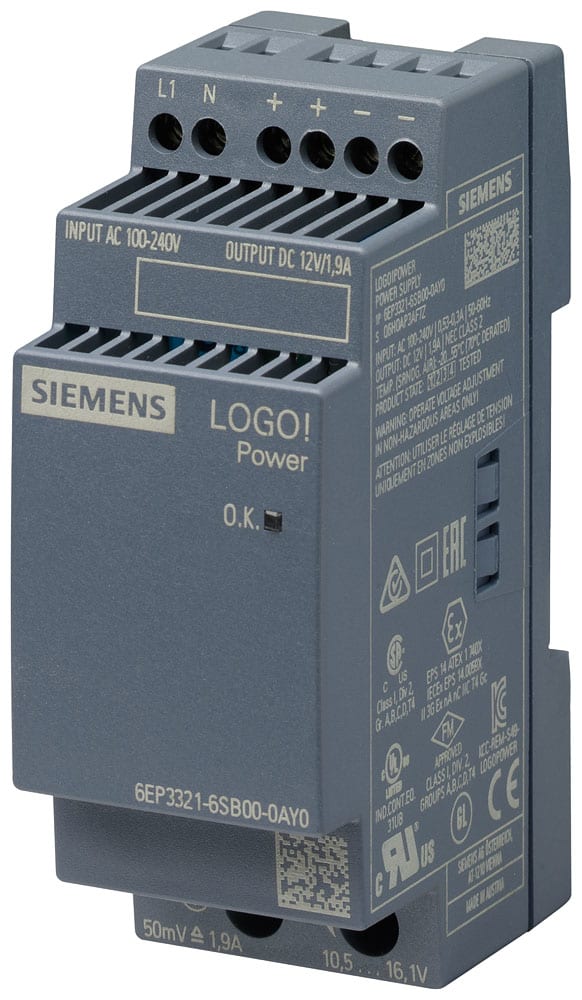 SIEMENS - SIE6EP33216SB000AY0 LOGO!POWER 1AC DC12V 1.9A