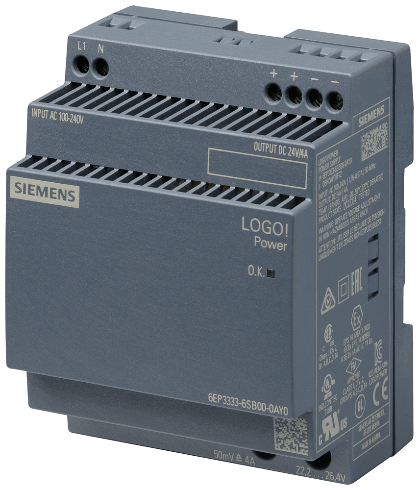 SIEMENS - SIE6EP33336SC000AY0 Alimentatore LOGO!Power, monofase DC 24 V/4 A Ex