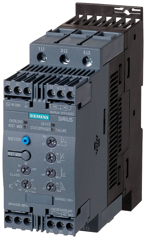 SIEMENS - SIE3RW40381BB14 Softstarter S2, 72 A, 37 kW/400 V, 40 gradi, AC 200 ... 480 V, AC/DC 110 ... 230 V