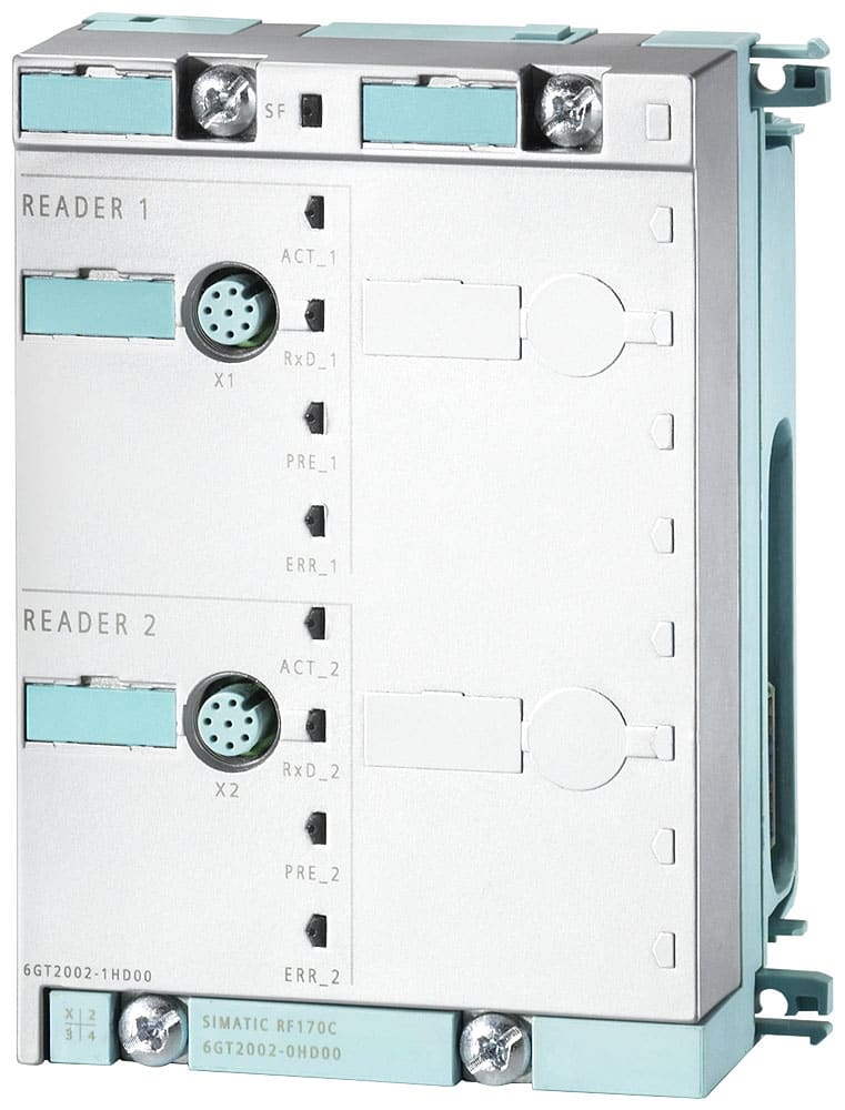 SIEMENS - SIE6GT20021HD01 Blocco di connessione RFID per RF170C, collegamento di 2 Reader tramite connettori M12, RS422/RS232