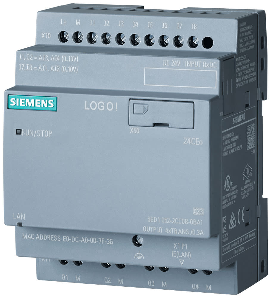 SIEMENS - SIE6ED10522CC080BA1 LOGO! 24CEO, 8DI(4AI)/4DO, 400 BLOCCHI