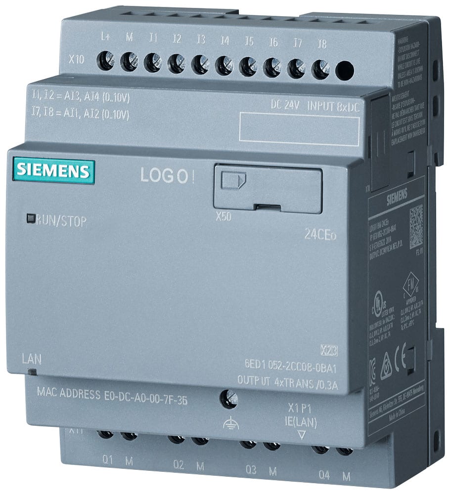 SIEMENS - SIE6ED10522CC080BA1 LOGO! 24CEO, 8DI(4AI)/4DO, 400 BLOCCHI