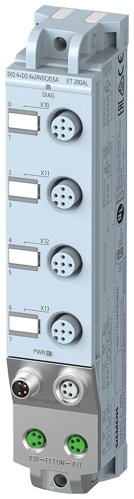 SIEMENS - SIE6ES71435AF000BA0 ET 200AL, DIQ 4+DQ 4X24VDC/0,5A, 4XM12