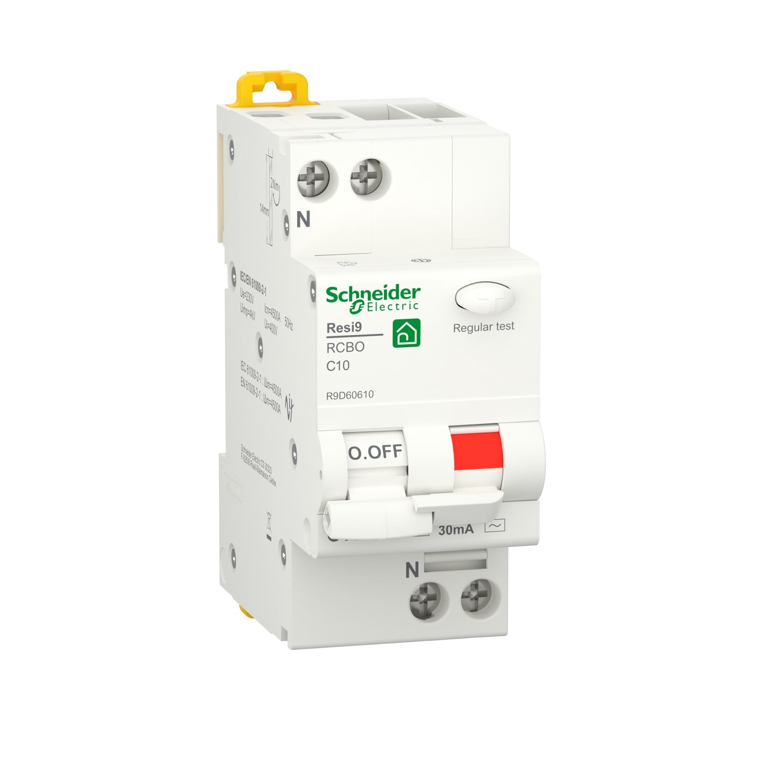 SCHNEIDER ELECTRIC - SNRR9D60610 INT.MTD RESI9 RCBO 1P+N C 10A 30MA AC 2M